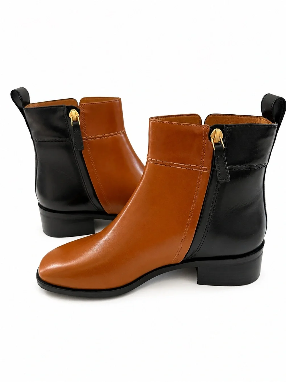 TORY BURCH EVERLY FLAT BOOTS brown black calf leather chelsea size 5 $598 NEW